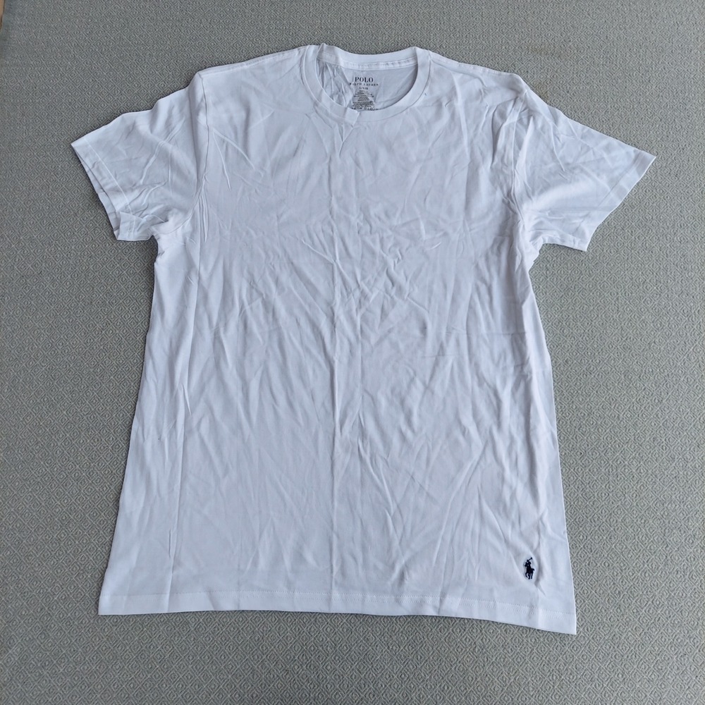 Polo Ralph Lauren White Cotton Classic Fit Crew Neck T-Shirt Mens Large L Logo